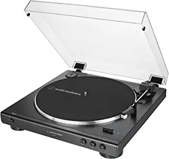 Audio-Technica AT-LP60X-BK 全自动皮带驱动立体声转盘,黑色,Hi-Fi, 2 速,防尘罩,防共振,压铸铝盘